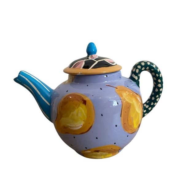 Droll Designs Abstract Painted Teapot Pear design - Picture 5 of 8